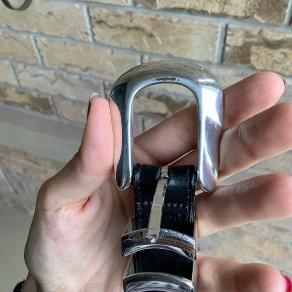 Vintage BRIGHTON ONYX Croc Embossed Leather Buckle Black Women’s Belt Size 42 - Picture 10 of 16